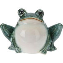 Dekoracja ogrodowa Siedząca żaba, porcelana, 13 x 9 x 7,5 cm