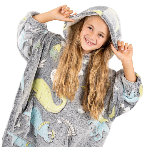 4Home Leuchtender Poncho Dino in Lammfelloptik , 72 x 150 cm