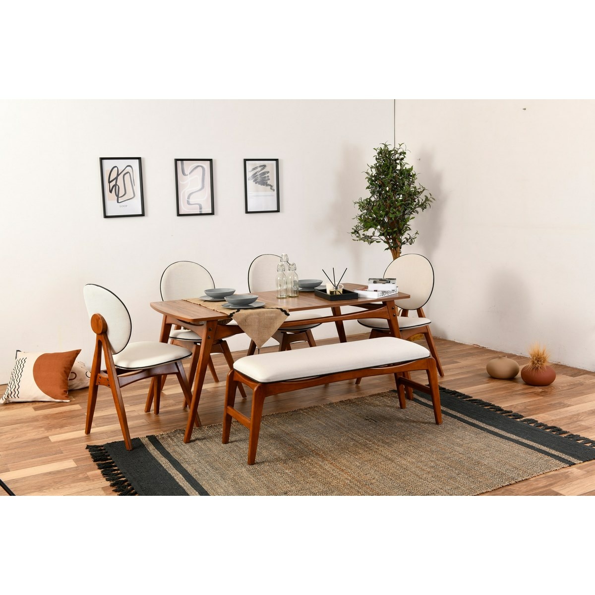 Jedálenský set Touch Walnut and Cream