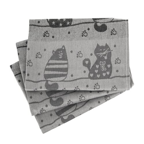 Orion Kuhinjska krpa Mačke, 50 x 70 cm, set 3 kos