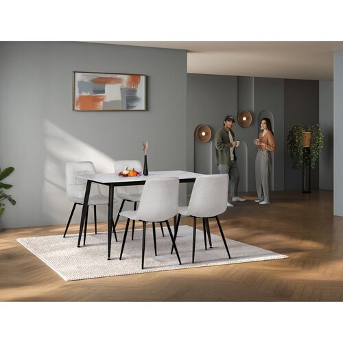 Set de masă din ceramică sinterizată și metal, 5 piese, alb