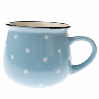 Kubek ceramiczny w kropki 770 ml, jasnoniebieski