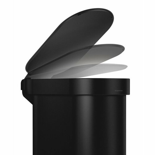 Simplehuman Ovalni koš z pedalom in nerjavečimokvirjem Slim 45 l, črn
