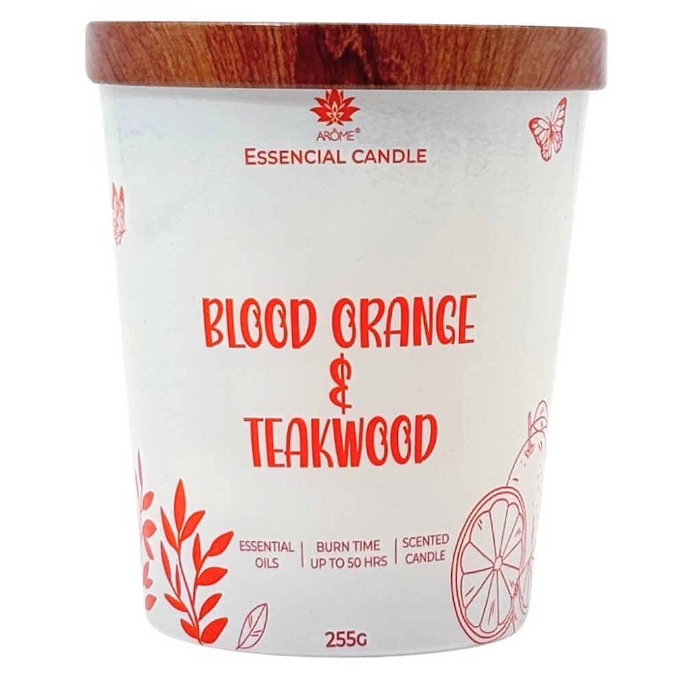 Arome Świeca w szkle z metalową pokrywką 255 g Blood orange & Teakwood