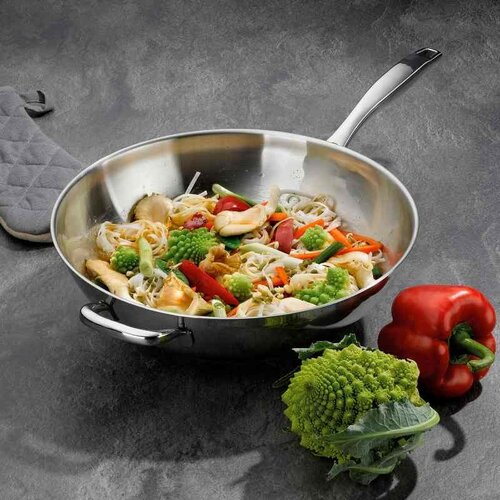 Tigaie wok din oțel inoxidabil KelaFLAVORIA, 32 cm