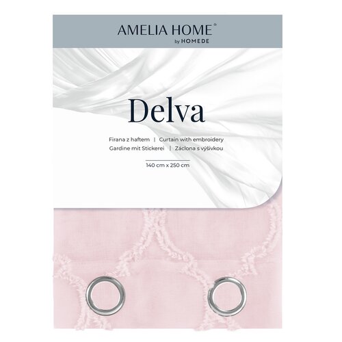 AmeliaHome Zavese Delva Pleat roza , 140 x 250 cm