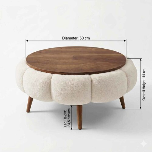 Măsuță de serviciu tapițată Daisy 60, culoareWhite Walnut