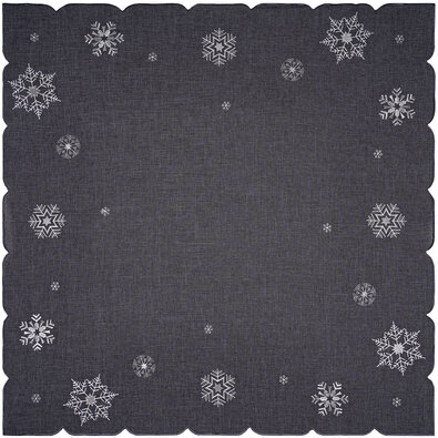 Vánoční ubrus Vločka tmavě šedá, 85 x 85 cm