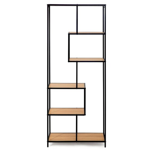 Kovový regál LOFTY GRID Asym Oak, 185 x 77 cm