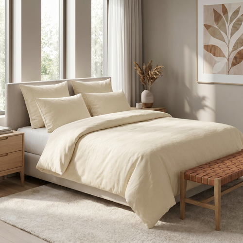 Kvalitex Lenjerie de pat din bumbac, crem, 140 x 200 cm, 70 x 90 cm