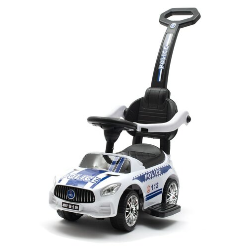 Baby Mix Detská odrážadlo so zvukom a vodiacoutyčou Police, biela