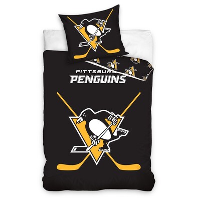 Bavlněné svíticí povlečení NHL Pittsburgh Penguins, 140 x 200 cm, 70 x 90 cm