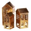 Súprava kovových svietnikov Poschodový domček, 3 ks