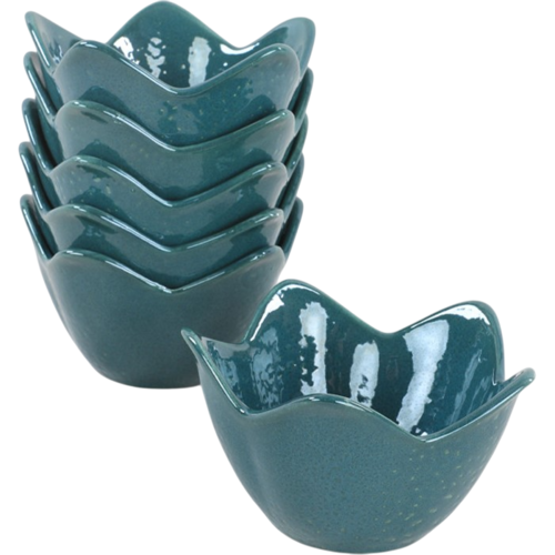 Sada 6 keramických misek Lotus 11,8 cm, tyrkysová