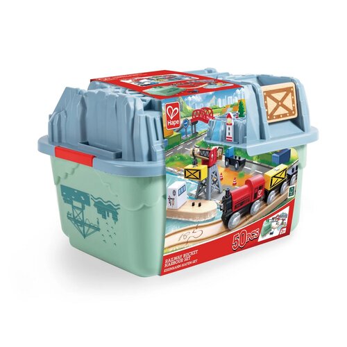 Hape Zestaw kolejowy w pudełku – Przystań