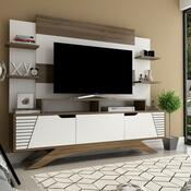 Ściana telewizyjna Deparo Walnut and White