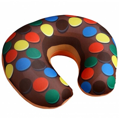 Cestovný vankúšik Donut lentilky, 30 x 30 cm