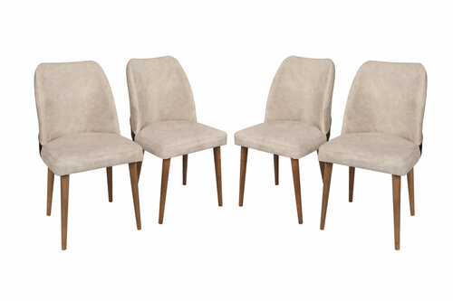 Sada jídelních židlí Nova Cream and Walnut, 4 ks