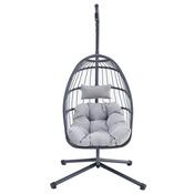 Autronic Závesné kreslo, kov, polyratan, sivá, AZ-V 1269GREY