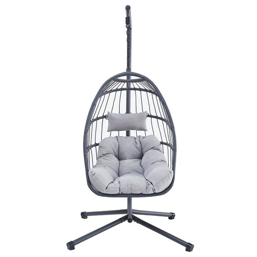 Autronic Závesné kreslo, kov, polyratan, sivá, AZ-V 1269GREY