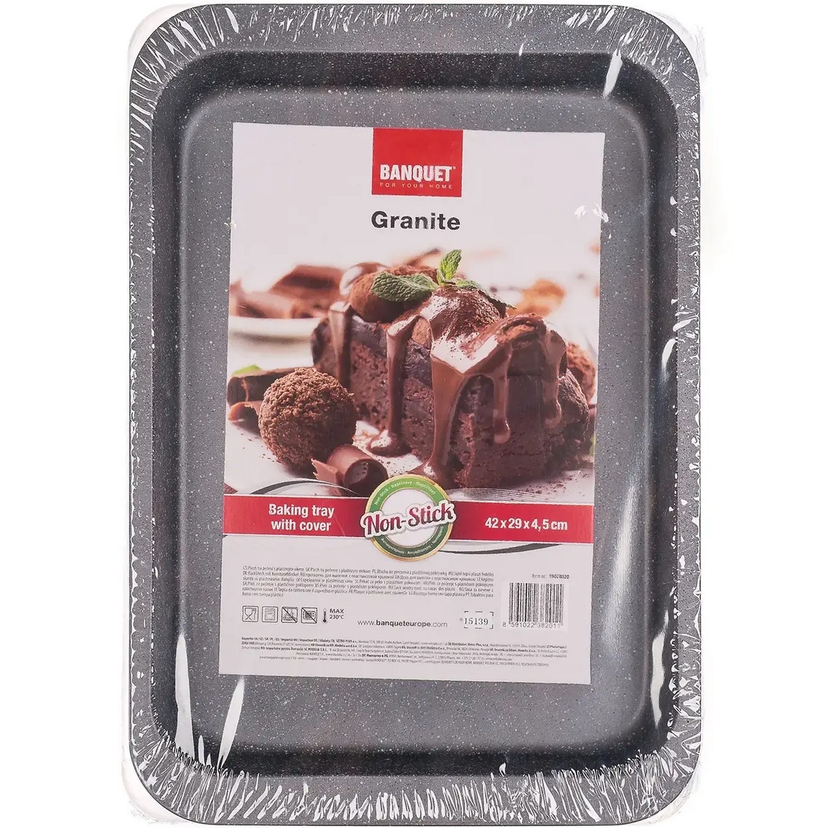 Banquet Plech s nepriľnavým povrchom Granite s vekom, 42 x 29 x 4,5 cm