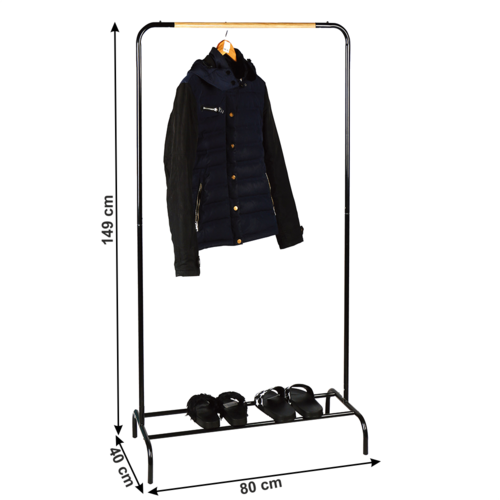 Suport de haine cu raft RAPSO, negru