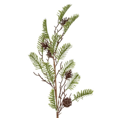 Winterzweig mit Raureif und Tannenzapfen, 71 cm