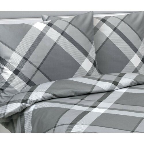 Lenjerie de pat Bellatex Satin Káro gri , 140 x220 cm, 70 x 90 cm