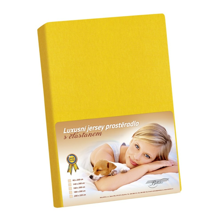 Bellatex Jersey prestieradlo s elastanom žltá, 90 x 200 cm