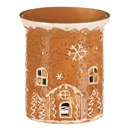 Ceramiczny kominek zapachowy domek z piernika, brązowy