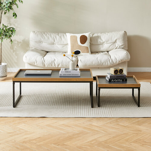Couchtisch mit dekorativer Kante, 100 x 60 x 39 cm