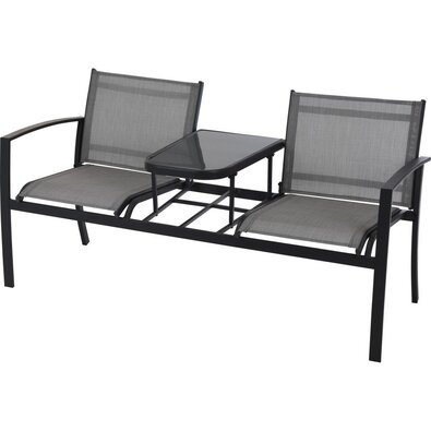 Gartenbank mit Tisch Arborea Grau, 145 x59 x 74 cm