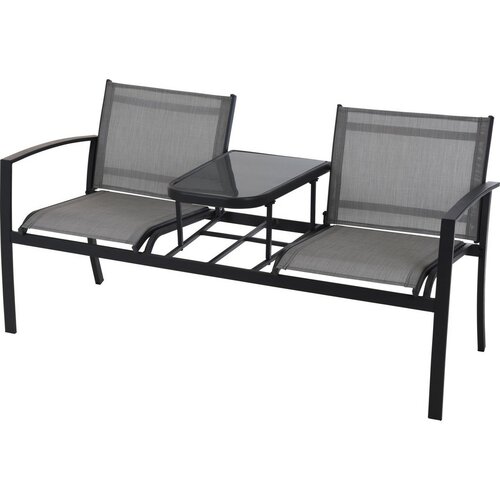 Gartenbank mit Tisch Arborea Grau, 145 x59 x 74 cm