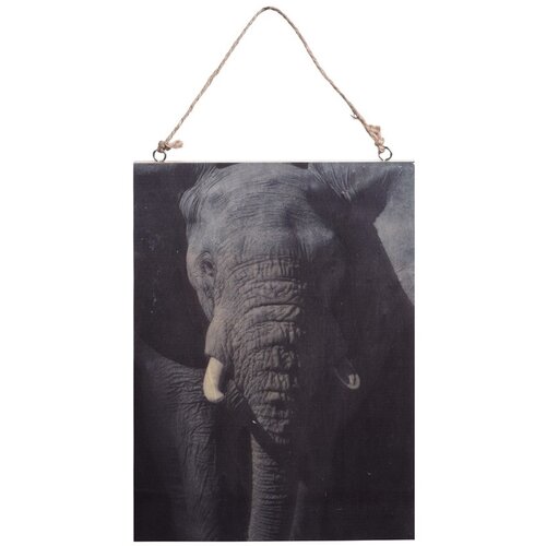 Elefánt fafestmény, 28,5 x 20,5 cm