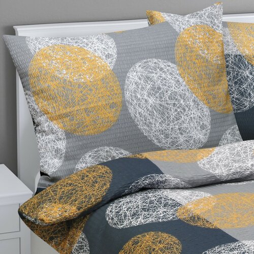 Bellatex Krep posteljnina Koule sivo-oranžna, 140x 220 cm, 70 x 90 cm