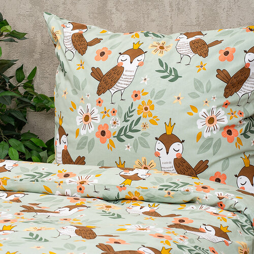 4Home Otroško bombažno posteljnino Owle, 140 x 200 cm, 70 x 90 cm