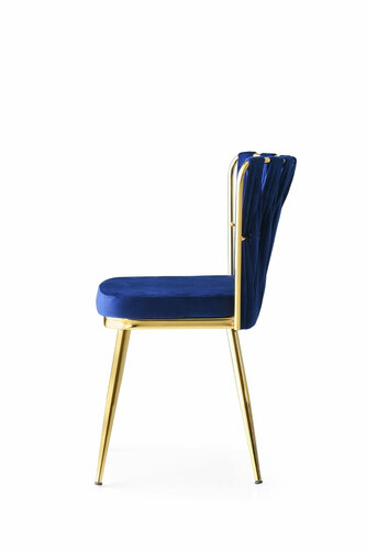 Esszimmerstuhl-Set Kusakli Navy Blue and Gold, 4 Stück