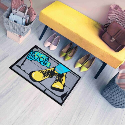 Grund Rohožka Boots siva-modra-rumena, 40 x 60 cm