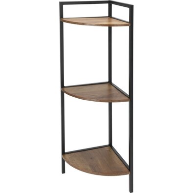 Eckregal aus Metall mit 3 MDF-Regalböden, 23,5 x 23,5 x 76 cm