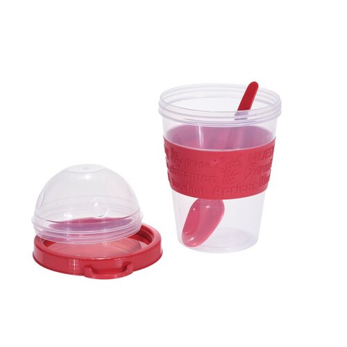 EH Jogurtni lonček z žličko, 600 ml, plastika,mešana barva