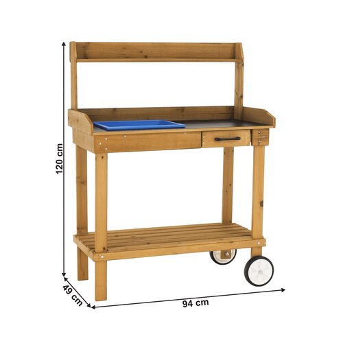 Gartenarbeitstisch Bardy, braun, 94 x 49 x 120 cm