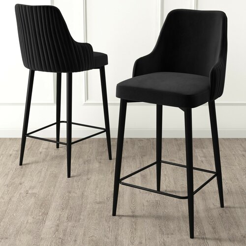 Barstuhl-Set Enox Black and Black, 2 Stück