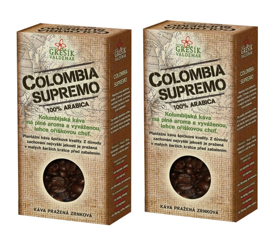 Colombia Supremo káva 2 x 100g, černá