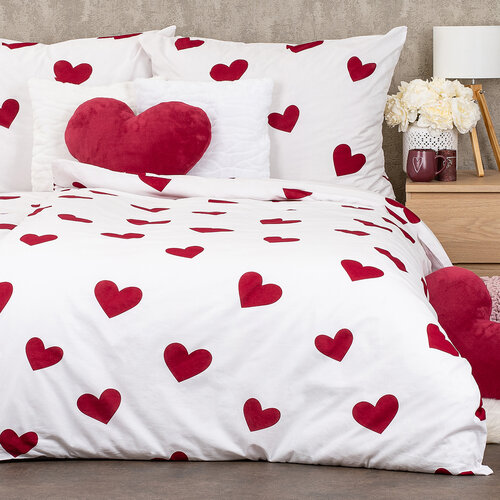 4Home Red Hearts pamut ágyneműhuzat, 140 x 220 cm, 70 x 90 cm