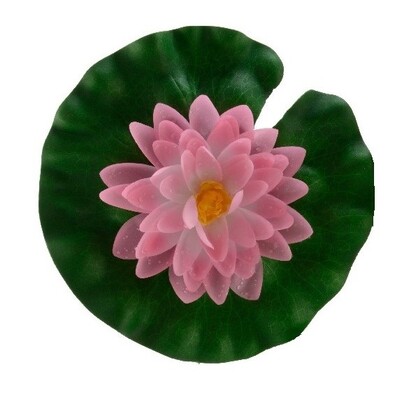 Umelý lotosový kvet v liste ružová, pr. 20 cm