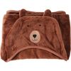 Pătură fleece pentru copii cu glugă Bear maro , 70x 100 cm