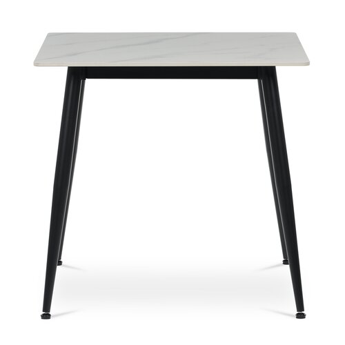 Esstisch 80 x 80 cm, Keramik und Marmor, weiß