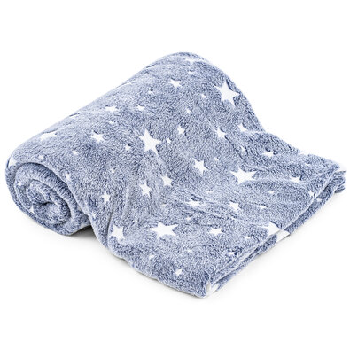 4Home Decke Soft Dreams Stars leuchtend Blau, 150 x 200 cm