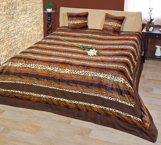 Luxusný prehoz na posteľ, hnedá, 220 x 240 cm, 40 x 40 cm