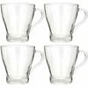 EH Set of 4 Clear Glass Mugs, 300 ml